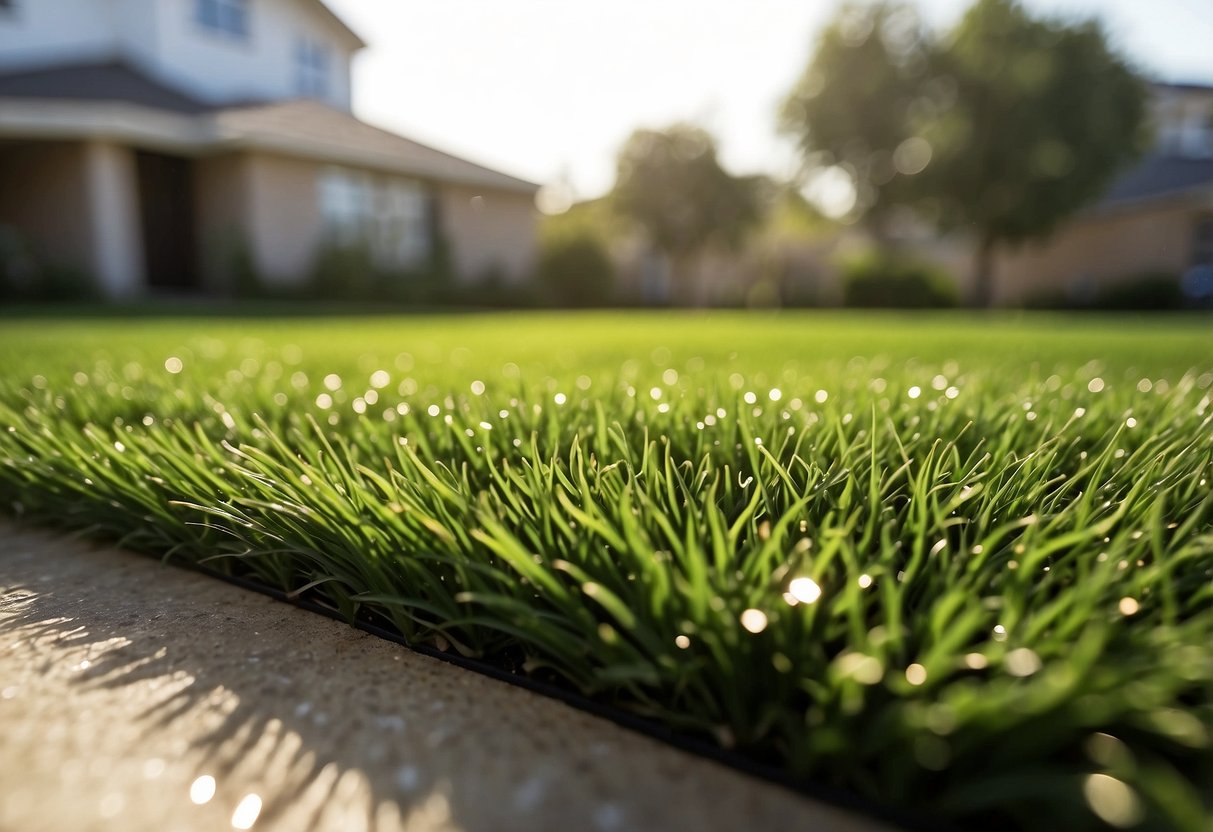 A lush, vibrant artificial grass lawn in Carrollton TX, with minimal maintenance, no need for watering, and year-round greenery