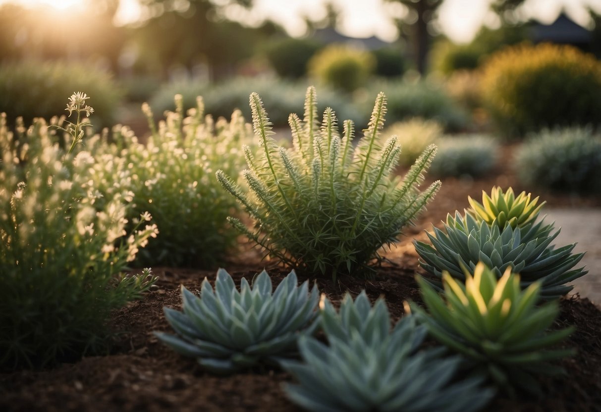 A sunny Dallas landscape with 7 low-maintenance plants, thriving in the warm climate