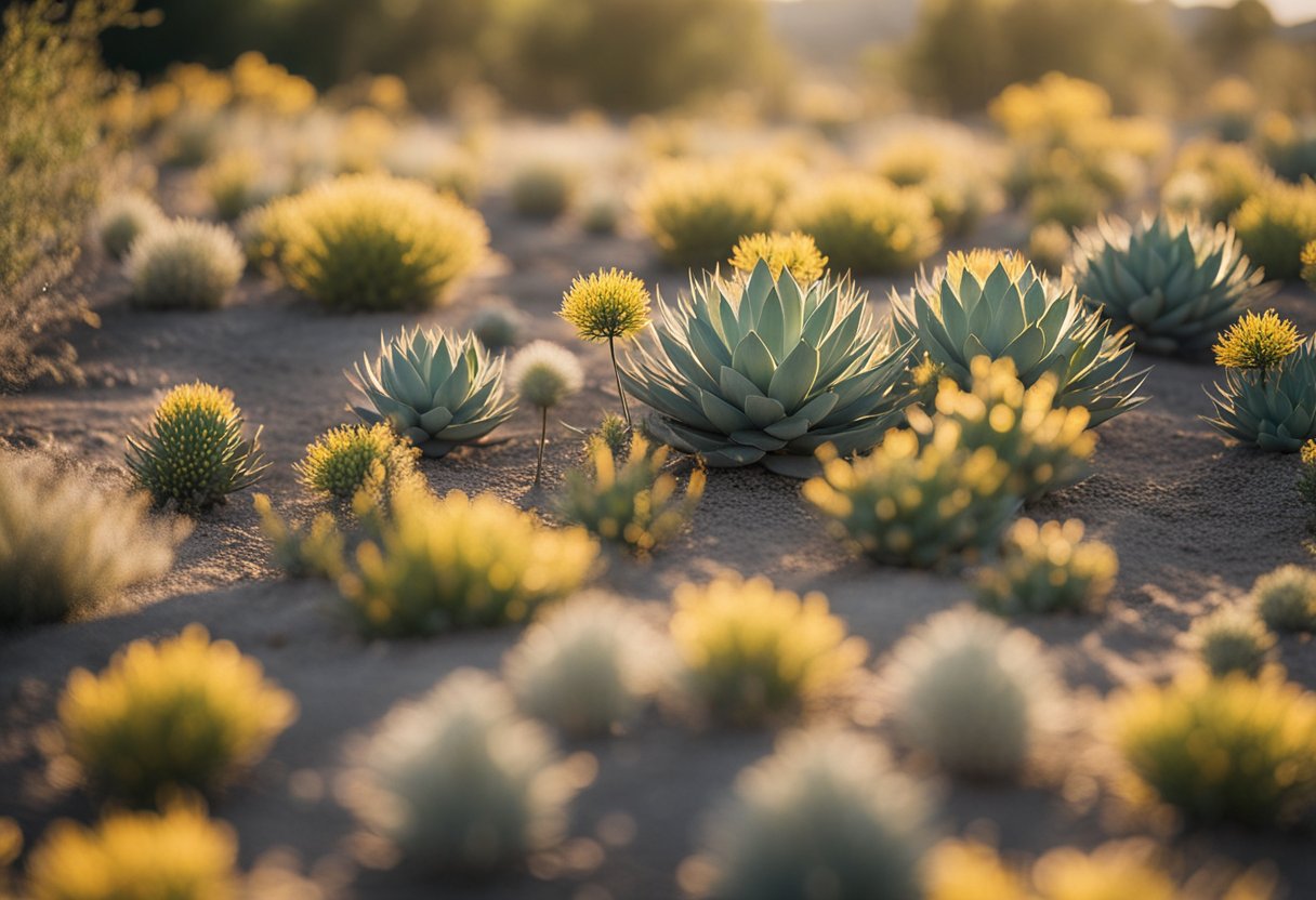 A vibrant array of drought-resistant plants thrives in a Carrollton landscape, showcasing their resilience and beauty in the arid climate