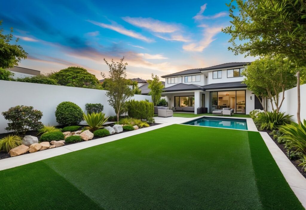 Artificial turf in a Dallas-Fort Worth backyard, adding property value with a lush, low-maintenance lawn.